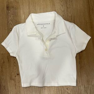 Collared white crop top
